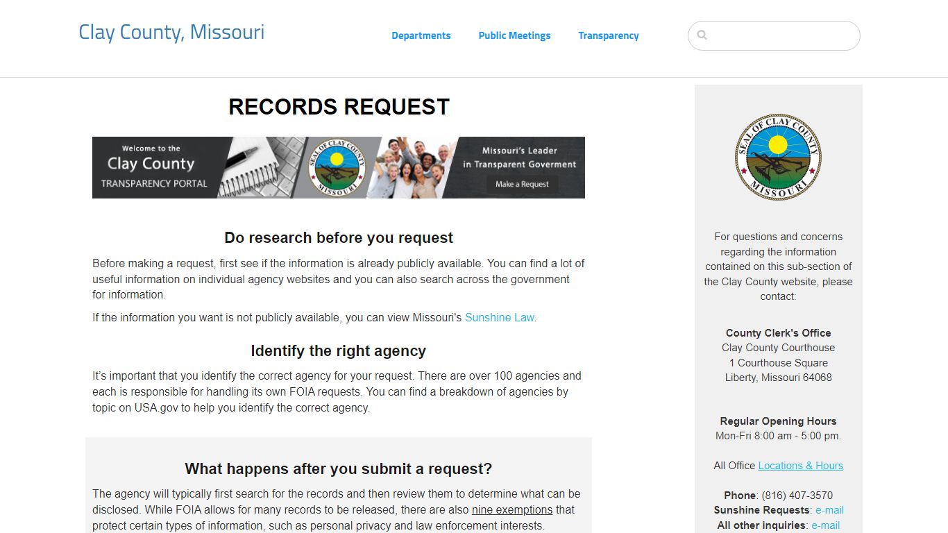 Records Request :: Clay County, Missouri