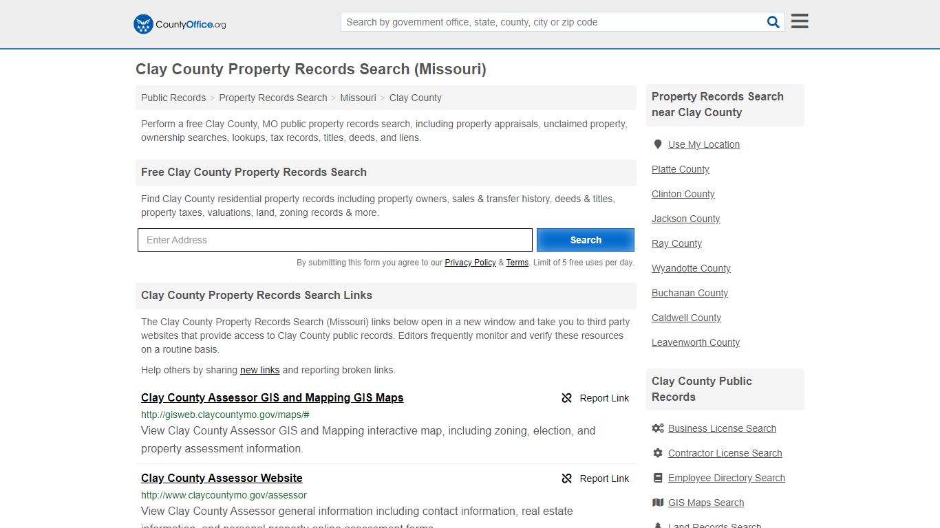 Property Records Search - Clay County, MO (Assessments ...