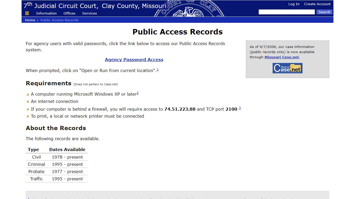 Public Access Records - 7th Judicial Circuit Court of Missouri